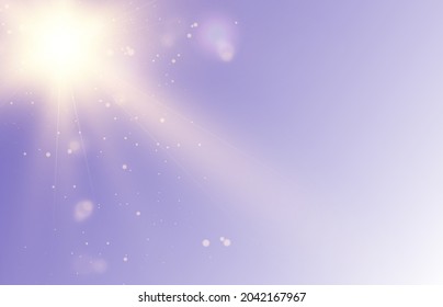 Vector glowing light effect with golden rays and lens flares.	