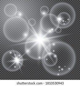 Vector glowing light effect on transparent background
