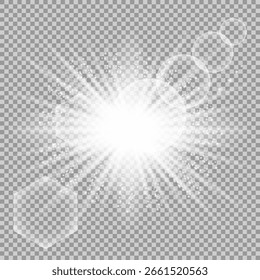 Vector glowing light effect on transparent background.