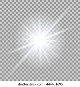 Vector glowing light effect on transparent background.
