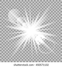 Vector glowing light effect on transparent background.