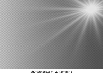 Vector glowing light effect png. The sparkle of the glare. White star on a transparent background.