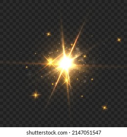 Vector glowing light effect. Star burst glitter elements for any image. The effect of ditonation of light. Spark