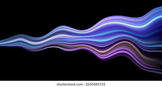 Linhas de luz brilhantes de vetor. Efeito de luz mágica abstrata sobre fundo preto. Feixes de laser luminoso abstrato cintilante isolado em um fundo transparente. Brilho luminoso e faísca bonitos.
