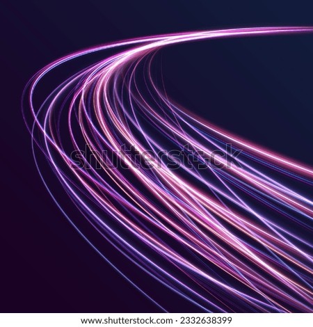 Vector glowing light lines. Abstract magic light effect on black background. Laser beams luminous abstract sparkling isolated on a transparent background. Beautiful glow light flare and spark.	
