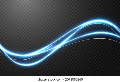 Vector Glowing Light Lines. Electric Light, Light Effect Png. Blue Line Png, Light Waves Png, Magic Glow, Shine.