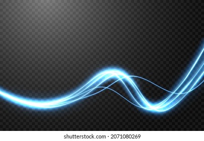 Vector Glowing Light Lines. Electric Light, Light Effect Png. Blue Line Png, Light Waves Png, Magic Glow, Shine.