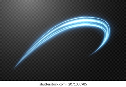 Vector glowing light lines. Electric light, light effect png. Blue line png, light waves png, magic glow, shine.