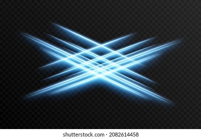 Líneas luminosas brillantes del vector. Luz eléctrica, efecto de luz png. Png de línea azul, brillo mágico, brillo.