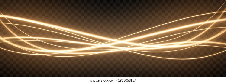 Vector Glowing Light Lines. Neon Light, Light Effect Png. Golden Line Light Png, Magical Glow, Shine.