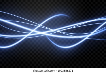 Vector Glowing Light Lines. Neon Light, Light Effect Png. Blue Line Light Png, Magical Glow, Shine.