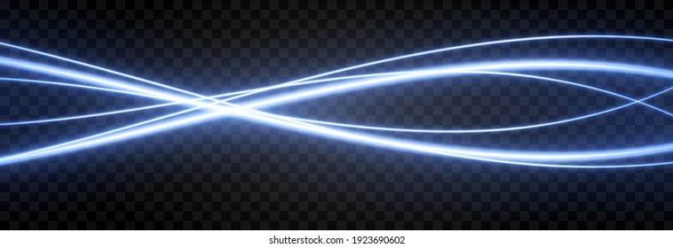 Vector Glowing Light Lines. Neon Light, Electric Light, Light Effect Png. Blue Line Png, Magical Glow, Shine.