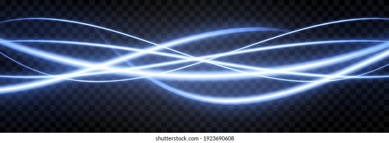 Vector Glowing Light Lines. Neon Light, Electric Light, Light Effect Png. Blue Line Png, Magical Glow, Shine.