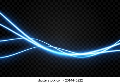 Vector Glowing Light Lines. Neon Light, Electric Light, Light Effect Png. Blue Line Png, Magical Glow, Shine.