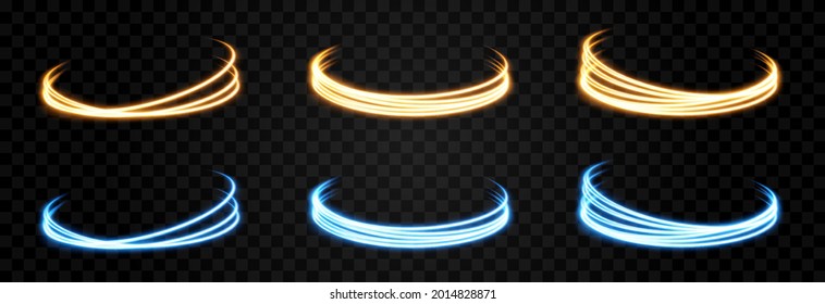 Vector Glowing Light Lines. Neon Light, Electric Light, Portal, Light Effect . Blue, Orange Portal Png, Magic Glow, Shine.