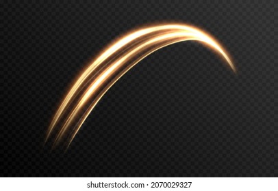 Vector Glowing Light Lines. Neon Light, Light Effect Png. Gold Line Png, Light Waves Png, Magic Glow, Shine.