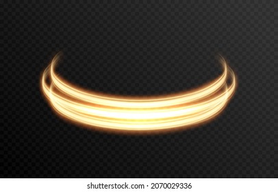 Vector Glowing Light Lines. Neon Light, Light Effect Png. Gold Line Png, Light Waves Png, Magic Glow, Shine.