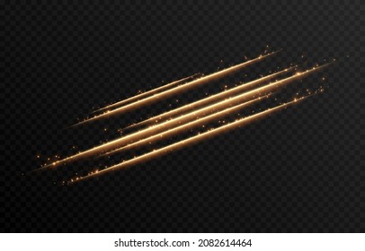 Vector Glowing Light Lines. Neon Light, Light Effect Png. Gold Line Png, Magic Glow, Shine.