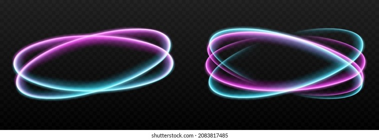 Vector glowing light lines. Neon light, electric light, portal, light effect PNG. 