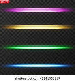 Vector glowing light lines. Neon light, light effect png. Golden line light png, magical glow, shine.
