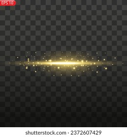 Vector glowing light lines. Neon light, light effect png. Golden line light png, magical glow, shine.