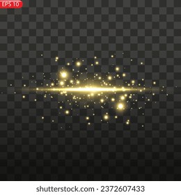Vector glowing light lines. Neon light, light effect png. Golden line light png, magical glow, shine.