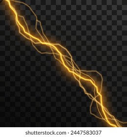 Vector glowing light lines. Neon light, light effect png. Golden line light png, magical glow, shine.