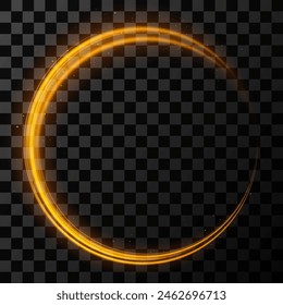 Vector glowing light lines. Neon light, light effect png. Golden line light png, magical glow, shine.