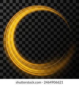 Vector glowing light lines. Neon light, light effect png. Golden line light png, magical glow, shine.