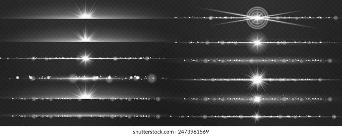 Vector glowing light lines. Neon light, light effect png. Light line png, magical glow, shine.