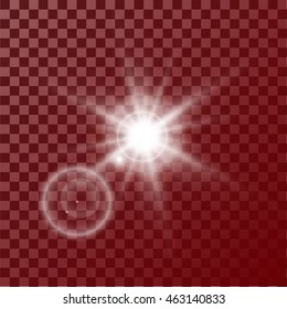 Vector glowing light sparkles on transparent background. Transparent stars for graphic design, illustration, design tools, background. 