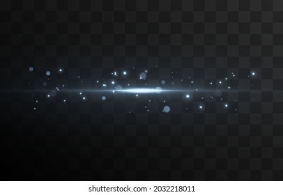 Vector glowing line of light. Magic glow, blue light, light particles, dust, neon line. Glowing line png.