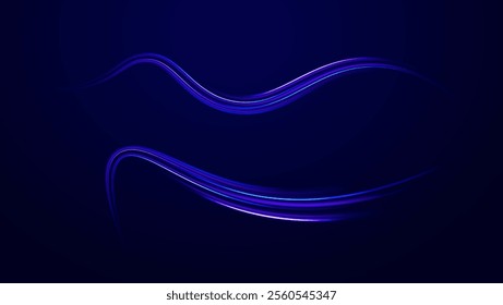 Vector glowing lines air flow effect. Speed connection background. Expressway, car headlight effect. Speed connection vector background. Png, line, blur, beam, ray, abstract, energy, pack, effect. 