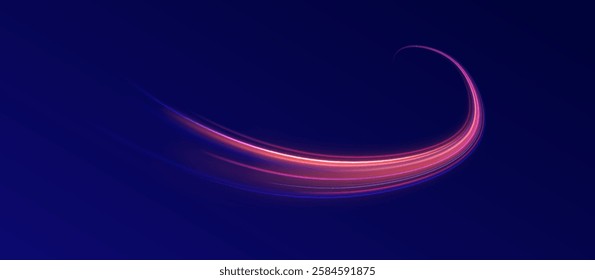 Vector glowing lines air flow effect. Speed connection background. Expressway, car headlight effect. Speed connection vector background. Png, line, blur, beam, ray, abstract, energy, pack, effect.