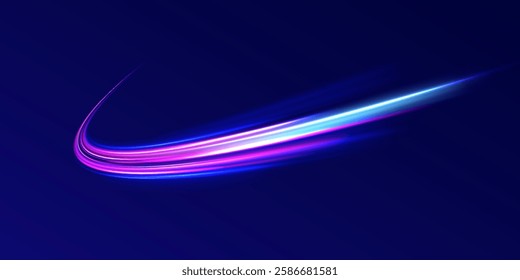 Vector glowing lines air flow effect. Speed connection background. Expressway, car headlight effect. Speed connection vector background. Png, line, blur, beam, ray, abstract, energy, pack, effect. 