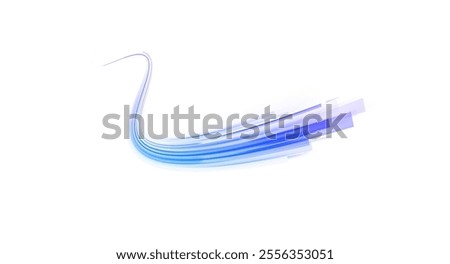 Vector glowing lines air flow effect. Light trail wave, fire path trace line, car lights, optic fiber and incandescence curve twirl. Big data traffic visualization, dynamic high speed, png, effect. 