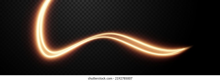 Vector glowing lines of light on an isolated transparent background. Luminous wavy lines, light trail png. Light speed effect. Neon, glowing spiral png.