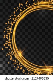 Vector glowing magic round frame. Glowing neon wave and dot. Design element for your advertisement, signboard, poster, banner. Vector illustration