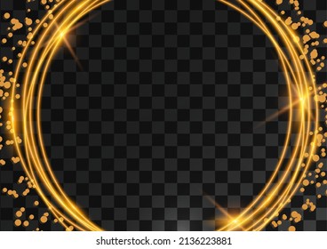 Vector glowing magic round frame. Glowing neon wave and dot. Design element for your advertisement, signboard, poster, banner. Vector illustration