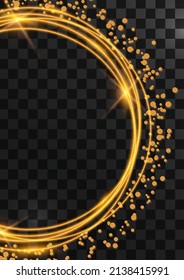 Vector glowing magic round frame. Glowing neon wave and dot. Design element for your advertisement, signboard, poster, banner. Vector illustration