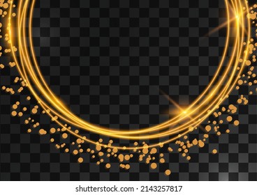 Vector glowing magic round frame. Glowing neon wave and dot. Design element for your advertisement, signboard, poster, banner. Vector illustration