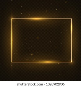 Vector Glowing Magic Square Frame. Glowing Neon Fire Wave. Glitter Sparkle Trail Effect On Dark Transparent Background.