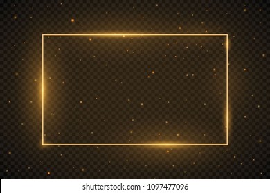 Image vectorielle cadre carré magique scintillant. Une vague de feu de néon qui brille. Effet de piste éclatante sur fond noir et transparent.