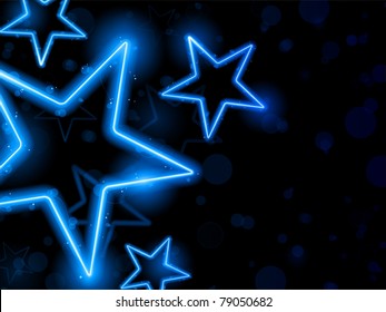 Vector - Glowing Neon Blue Stars Background