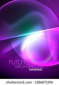 Vector glowing neon circles abstract background, modern template