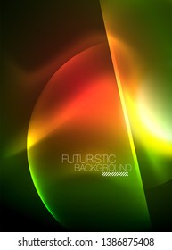 Vector glowing neon circles abstract background, modern template