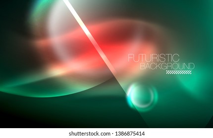 Vector glowing neon circles abstract background, modern template