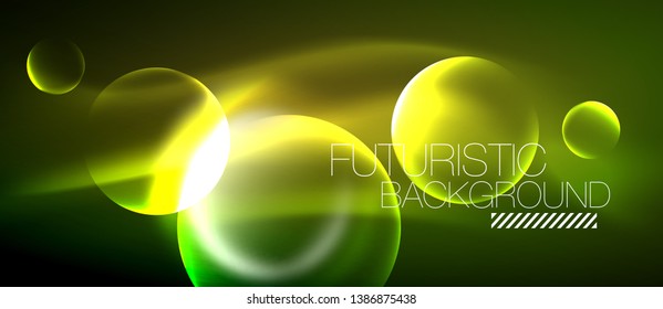 Vector glowing neon circles abstract background, modern template