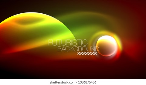 Vector glowing neon circles abstract background, modern template