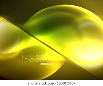 Vector glowing neon circles abstract background, modern template